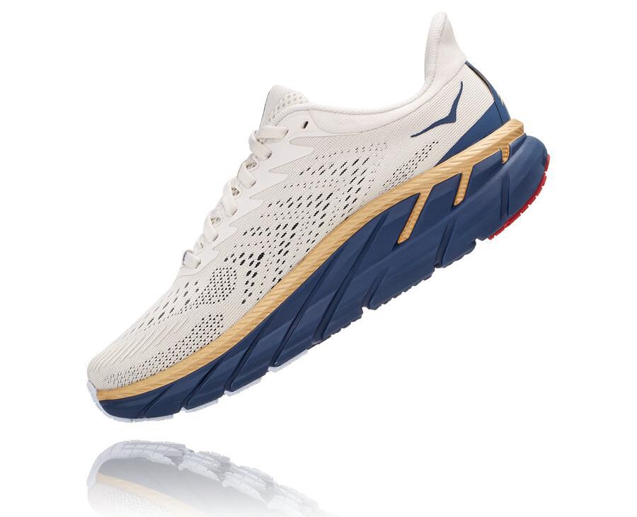 Hoka One One Hardloopschoenen Dames - Clifton 7 - Wit/Blauw - OH7649215